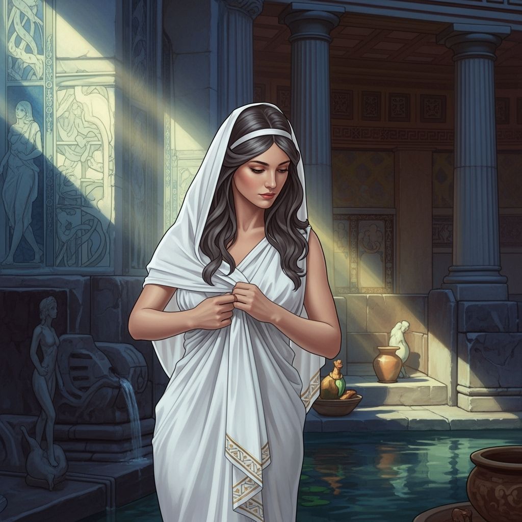 Greek Nymph in Art Nouveau Bathhouse