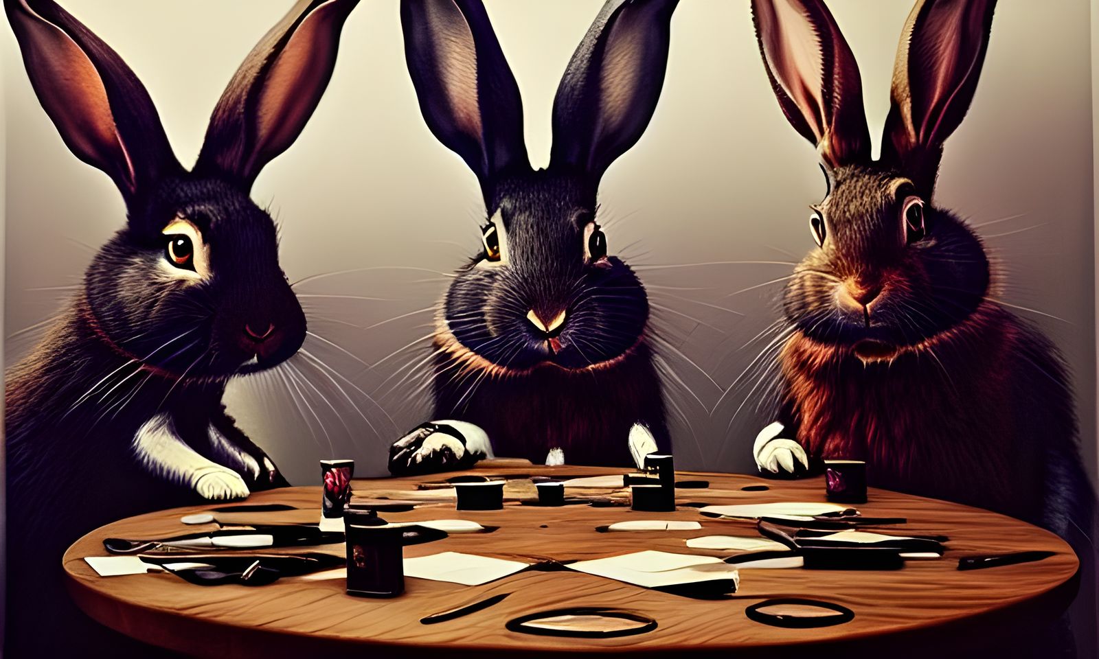 Rabbit Gang Meeting in Photorealistic Style