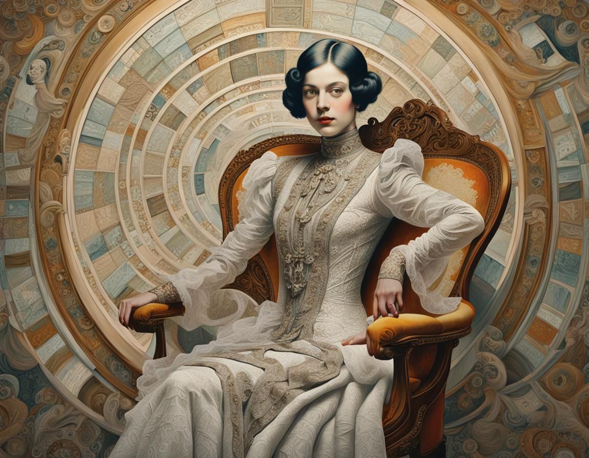 Elegant Portrait with Equations in Classical Style