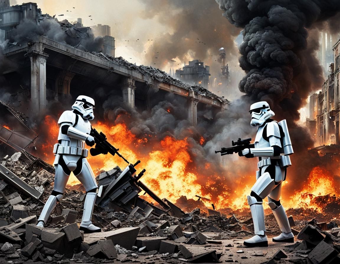 Imperial Stormtroopers Battle in Ruined City