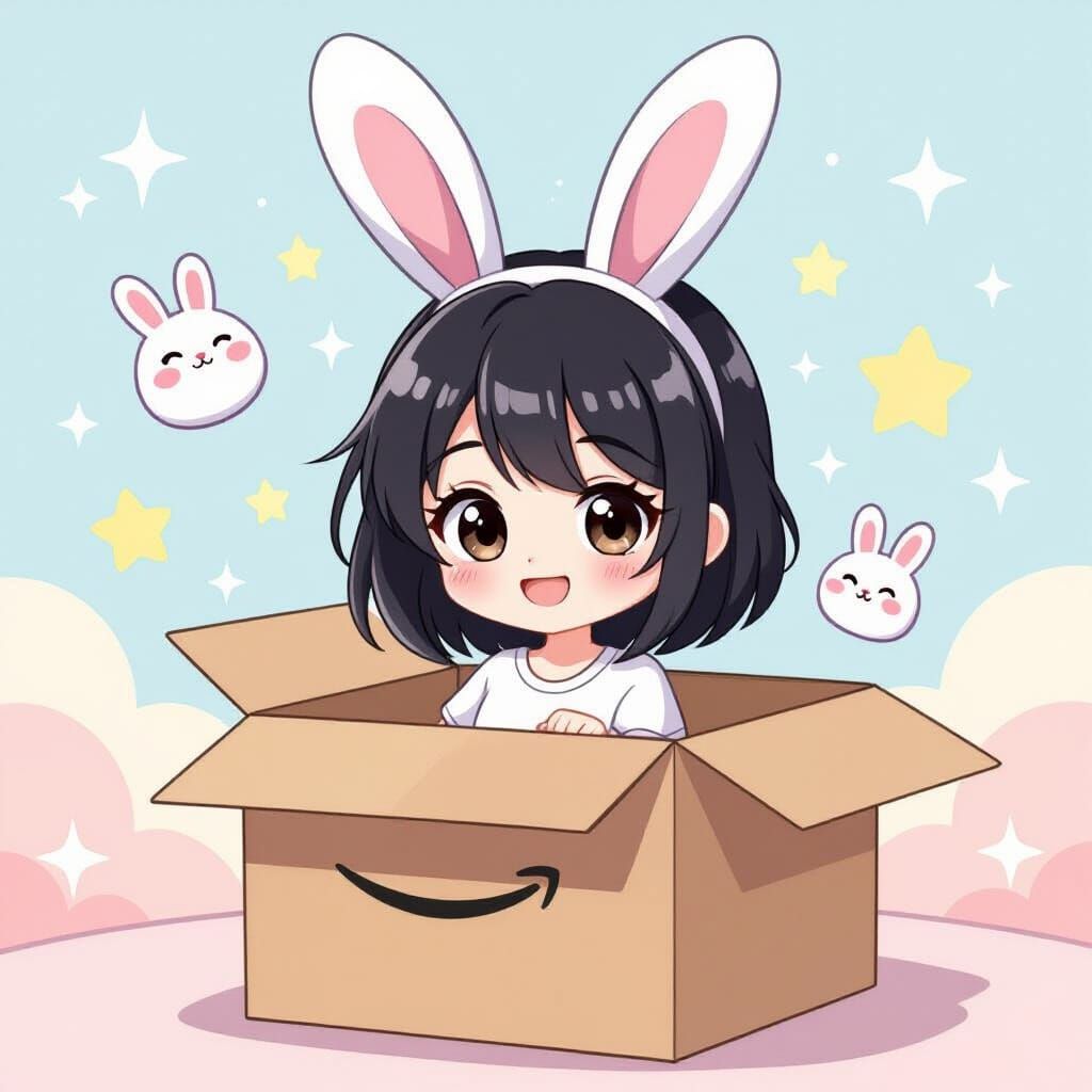 Chibi Thai Woman with Rabbit Ears in Box