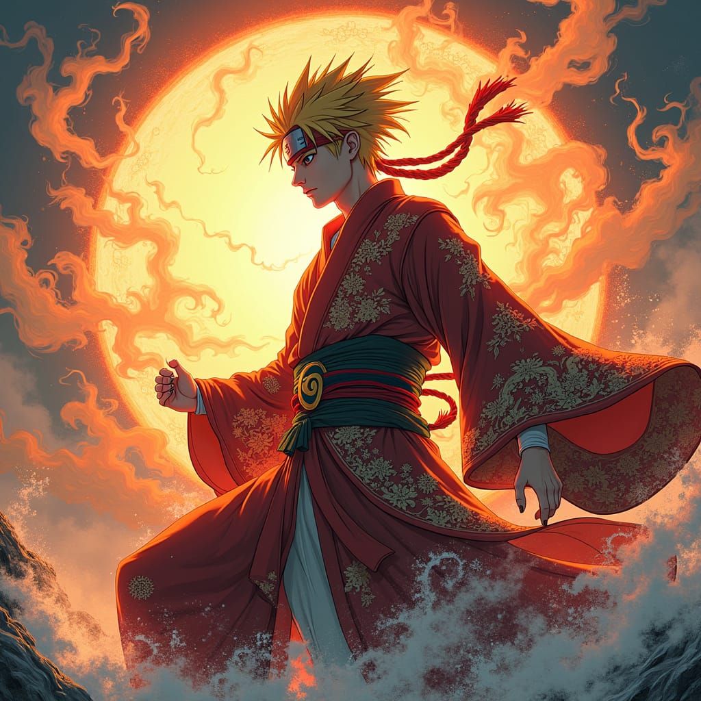 Naruto Uzumaki as Celestial Sage in Anime Style