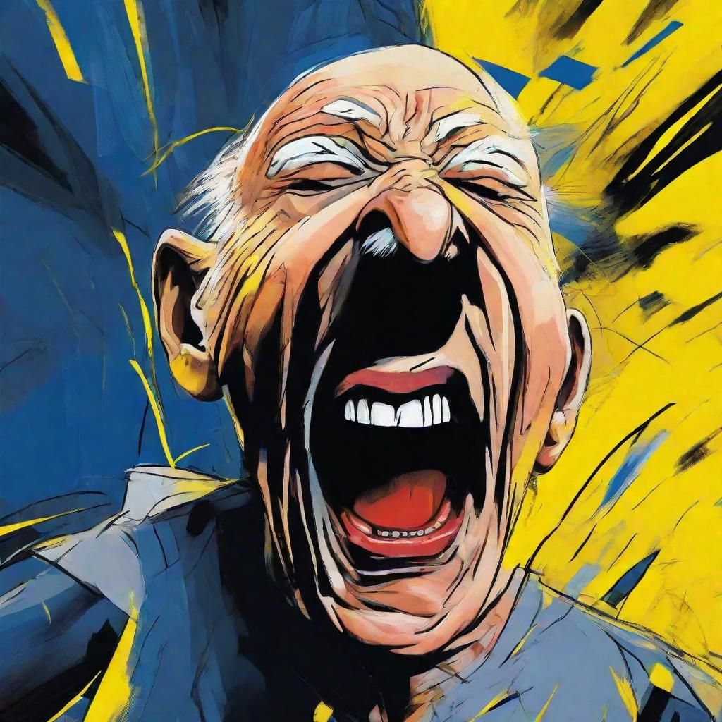 Expressionist Cartoon: Old Man Screaming into the Void