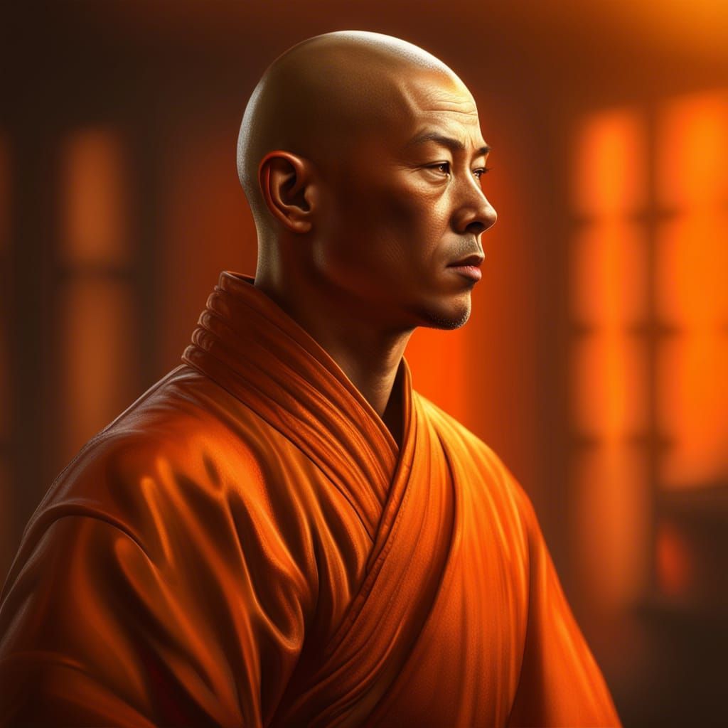 Dramatic Shaolin Monk Concept Art in 8K