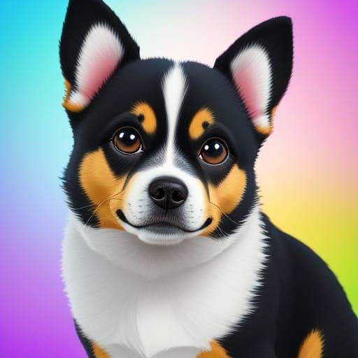 Whimsical Cartoon Dog in Vibrant Colors