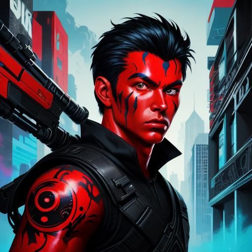 Sci-Fi Book Cover: Red Demon Traveler Portrait