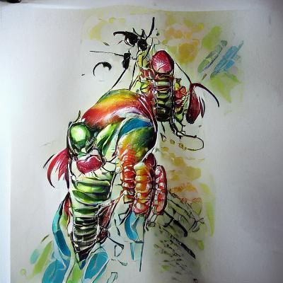 Mantis Shrimp Superhero in Marvel Comics Style