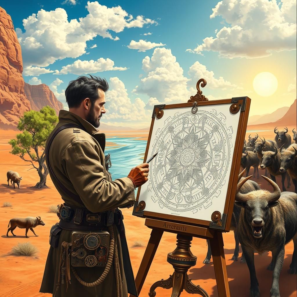 Steampunk Artist Unaware of Impending Attack