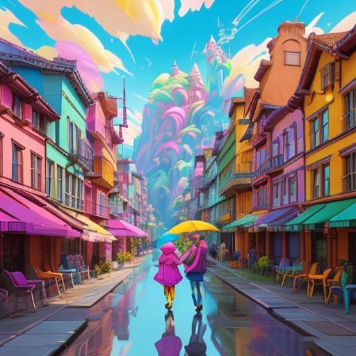 Magical City Street with Talking Animals