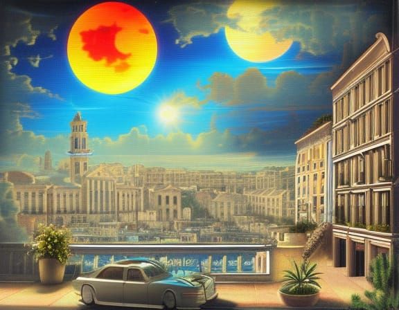 Rococo Neon Dreamcore Mediterranean Summer Eclipse