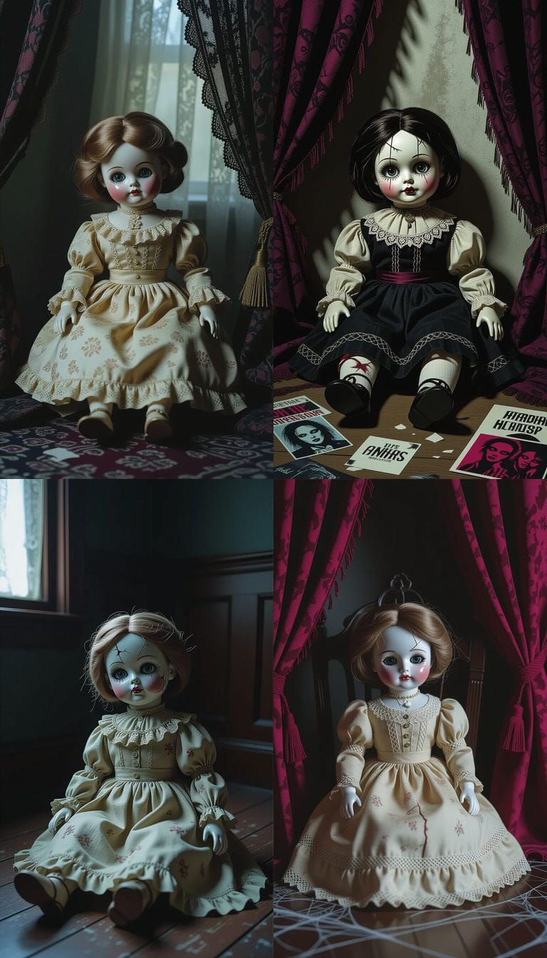 Creepy Gothic Doll in Dark Emo Bedroom