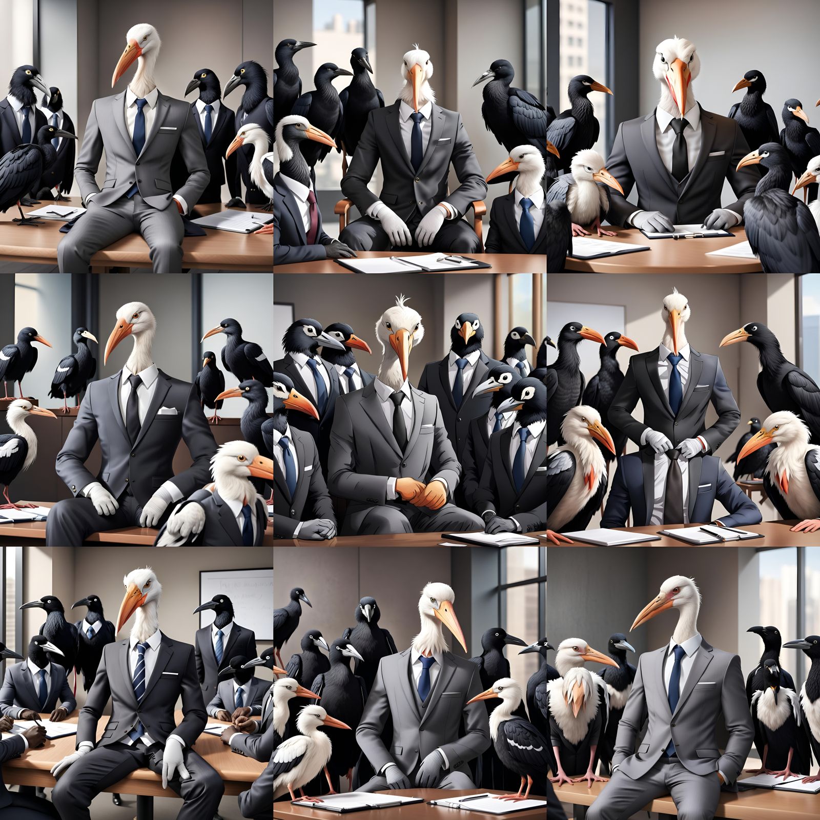 Anthro White Stork Attends Business Meeting