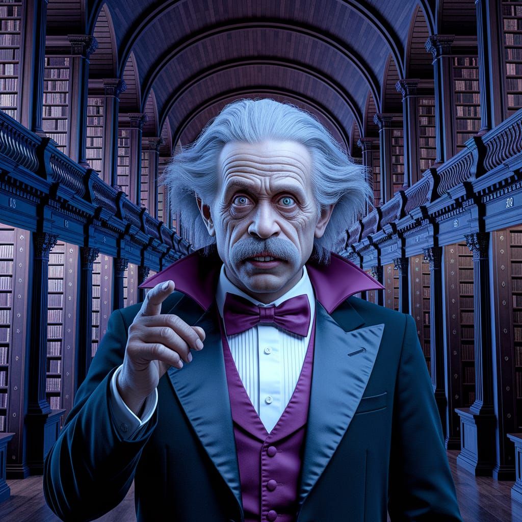 Hybrid Einstein Monkey Portrait in Dracula Outfit