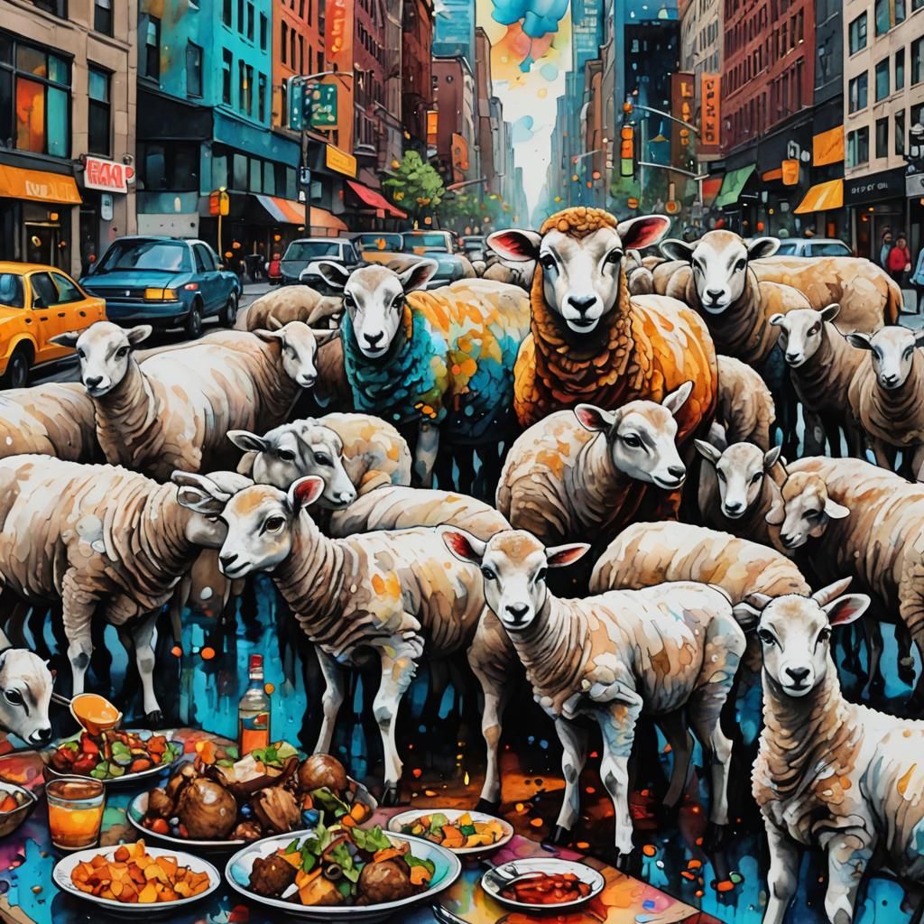 Lambs Dine Downtown: Vivid Alcohol Ink Fantasy