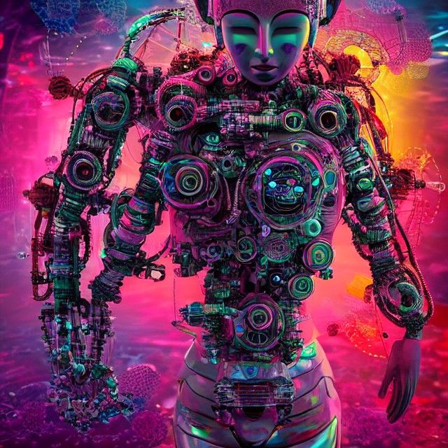 Futuristic Psychedelic Bodhisattva in 3D