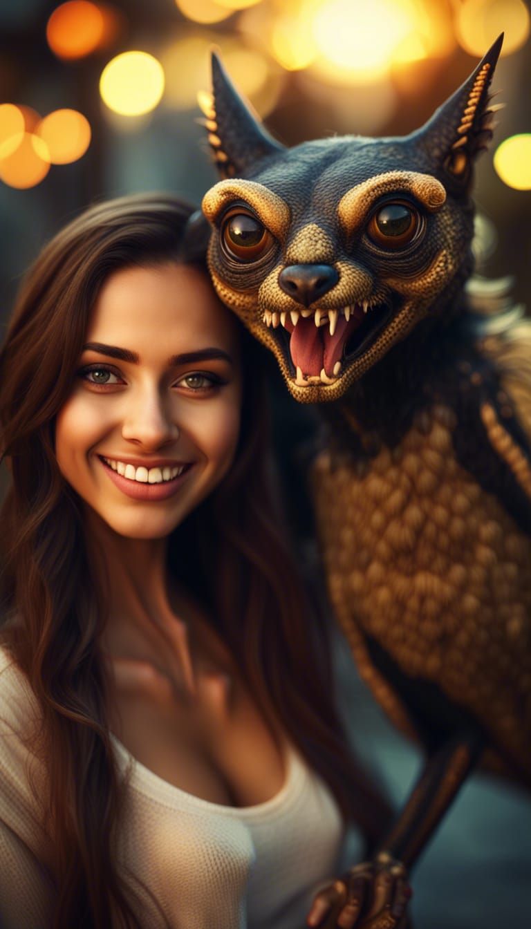 Girl Takes Selfie With Chupacabra and Mothman