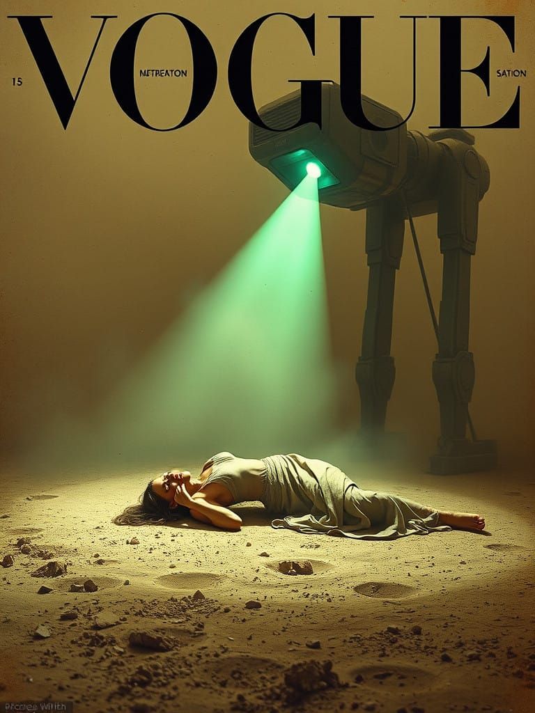 Vogue Cover Woman Illuminated by Futuristic Bio-Tech Light