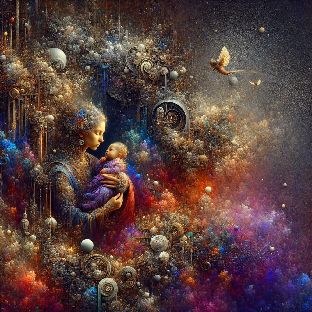Fantastical Mother and Child Matte Painting in 8k