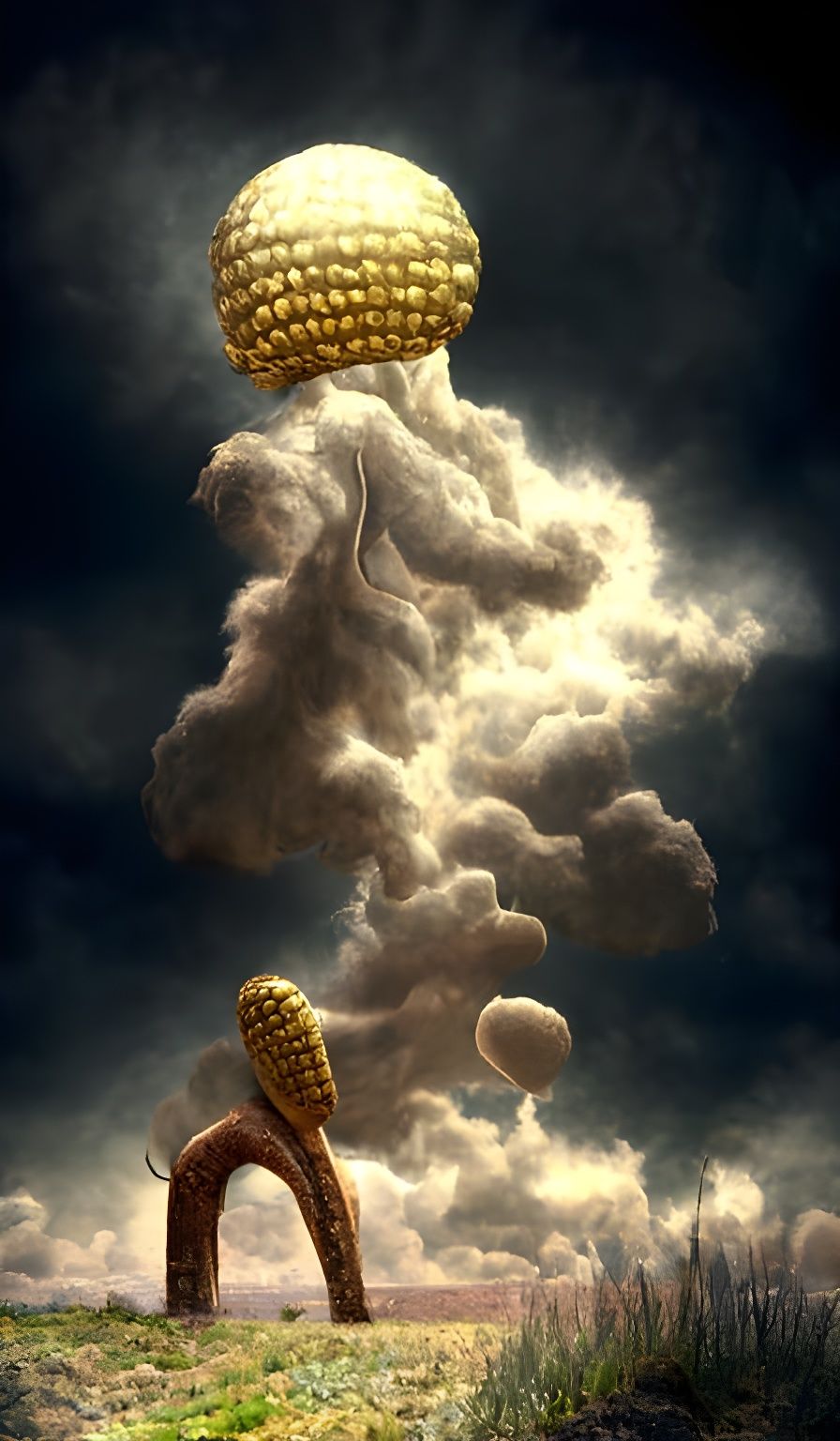 Corncob Walker in Surreal Landscape