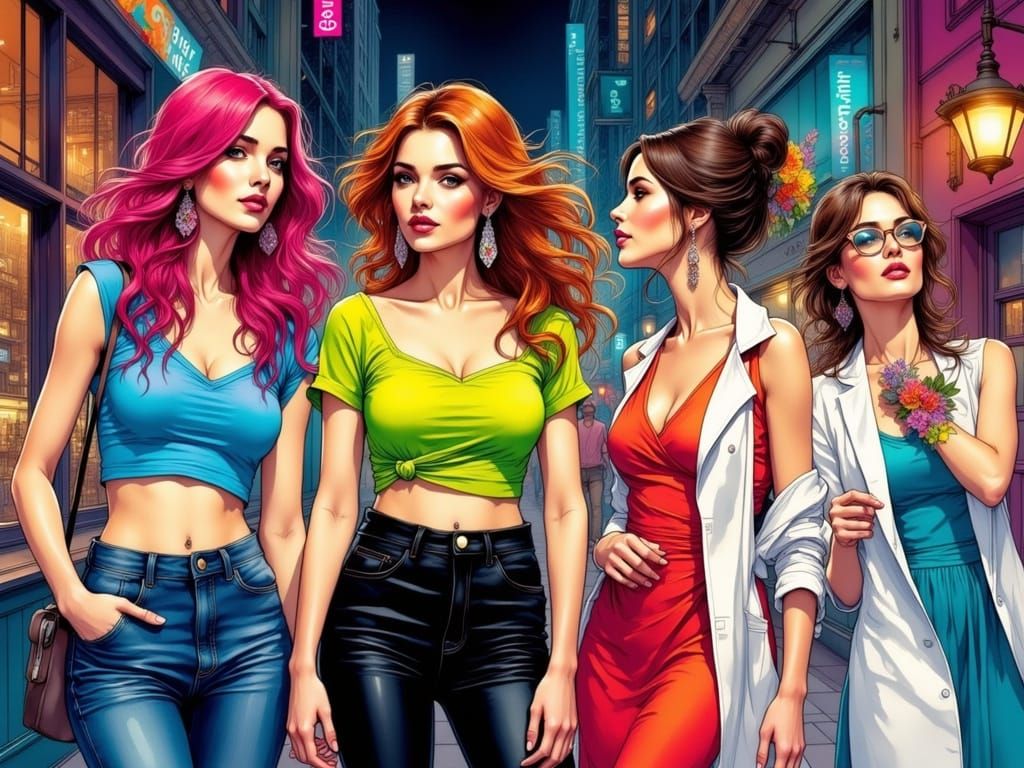 Confident Friends in Manhattan Nightlife