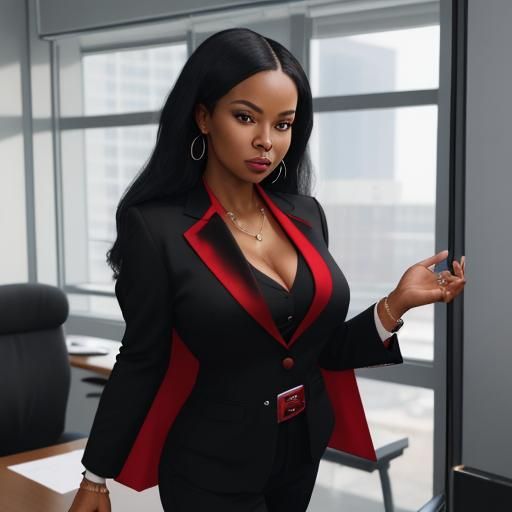 Confident Black Businesswoman in Red Suit