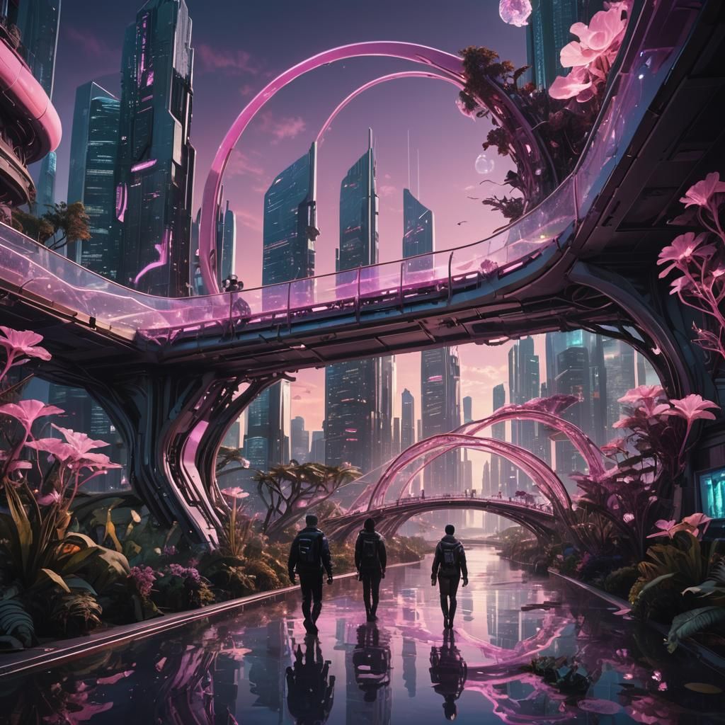 Biopunk Residents Walk Across Biomorphic Bridge