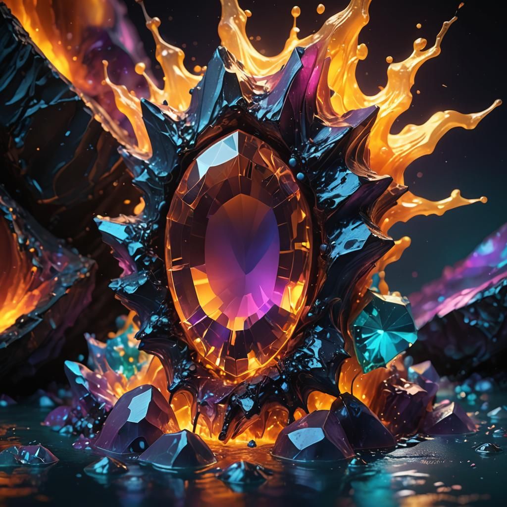 Gemstone Dissolving into Molten Wax: Digital Art