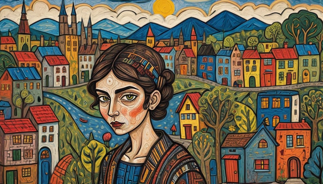 Art Brut Cityscape Character Portrait