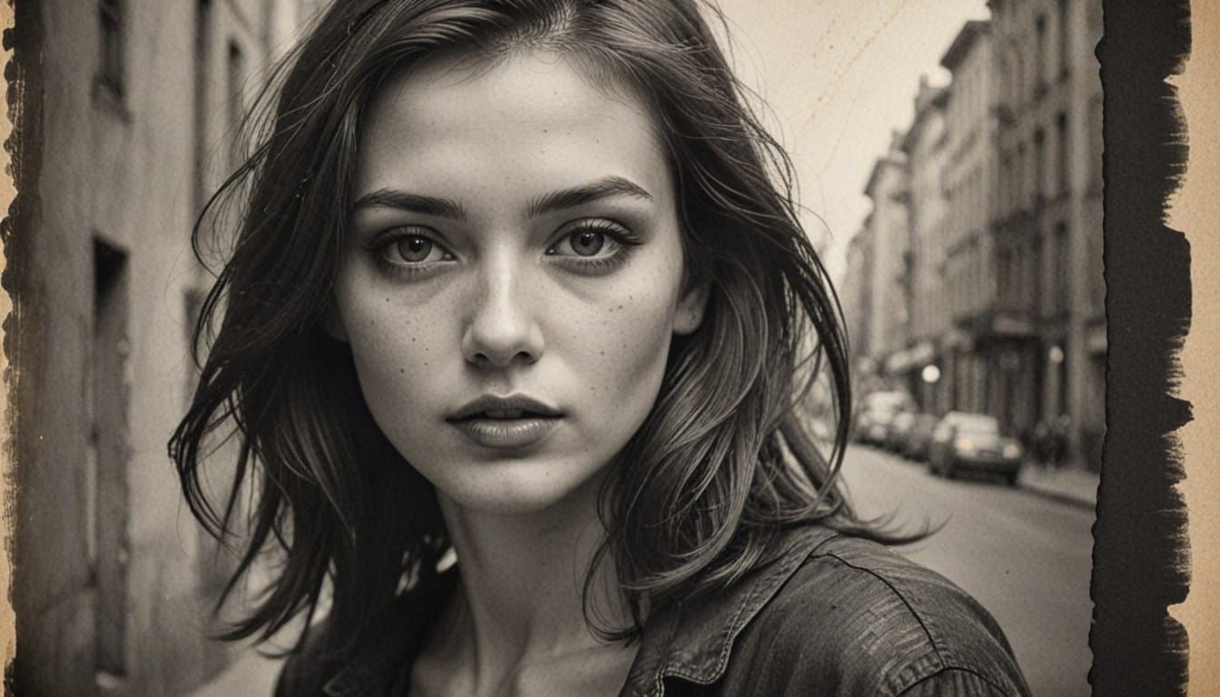 Ethereal City Pin-up in Black and White