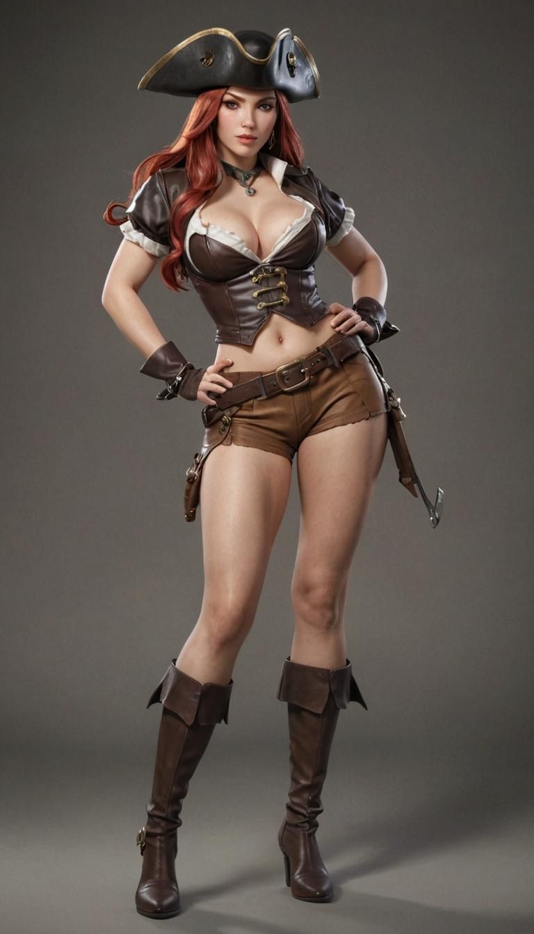 Miss Fortune Pirate Character in Realistic 4K Style