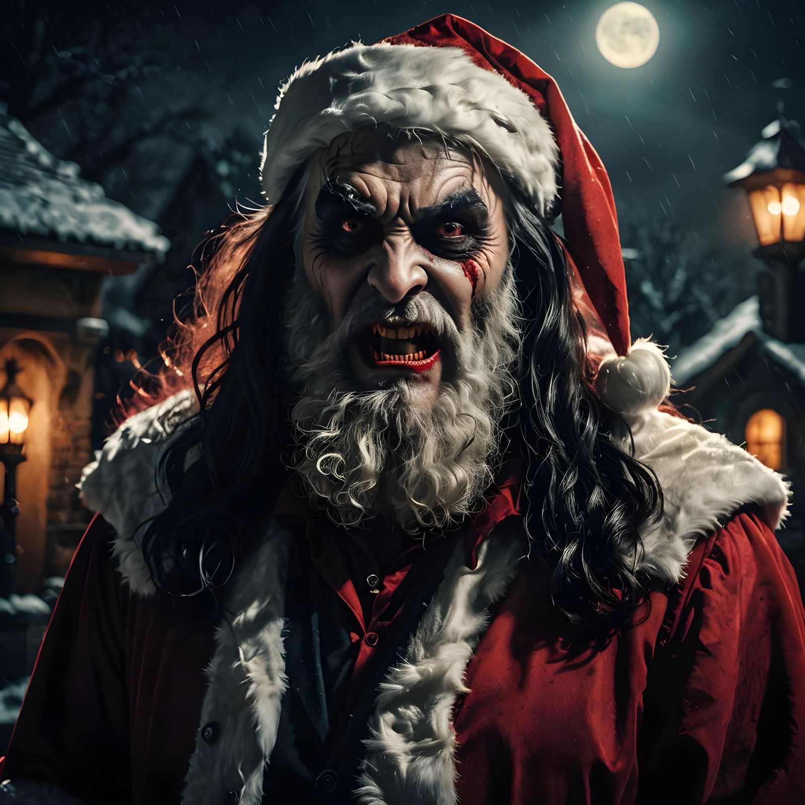 Vampire Santa in Cinematic Film Still