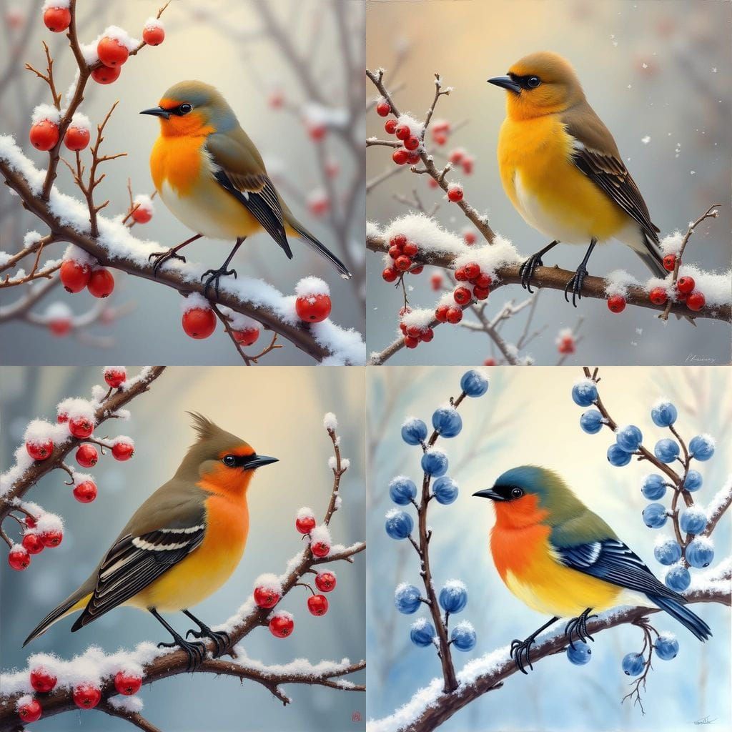 Cedar Waxwing: Oil Painting in James Gurney Style