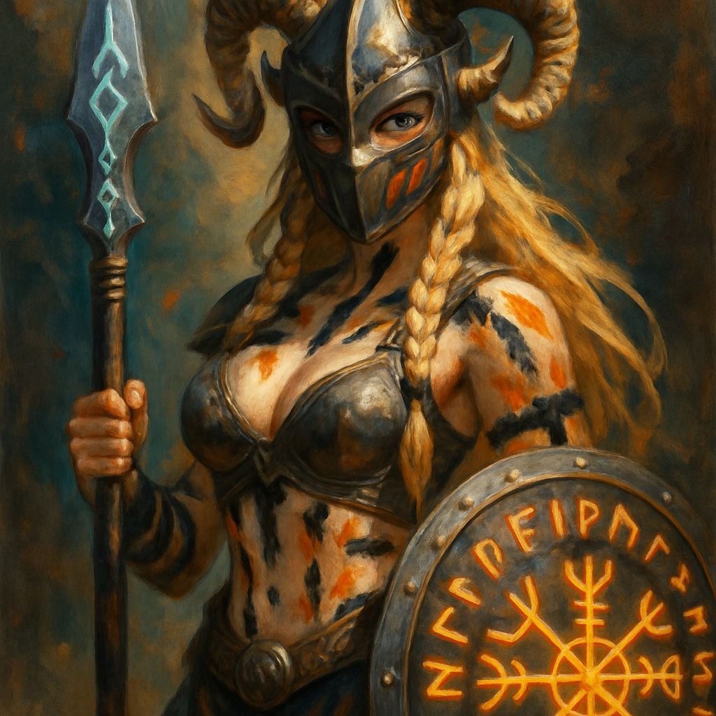 Anime Viking Valkyrie with Runic Spear