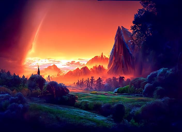 Majestic Aurora Landscape Painting in Hyperdetailed Style