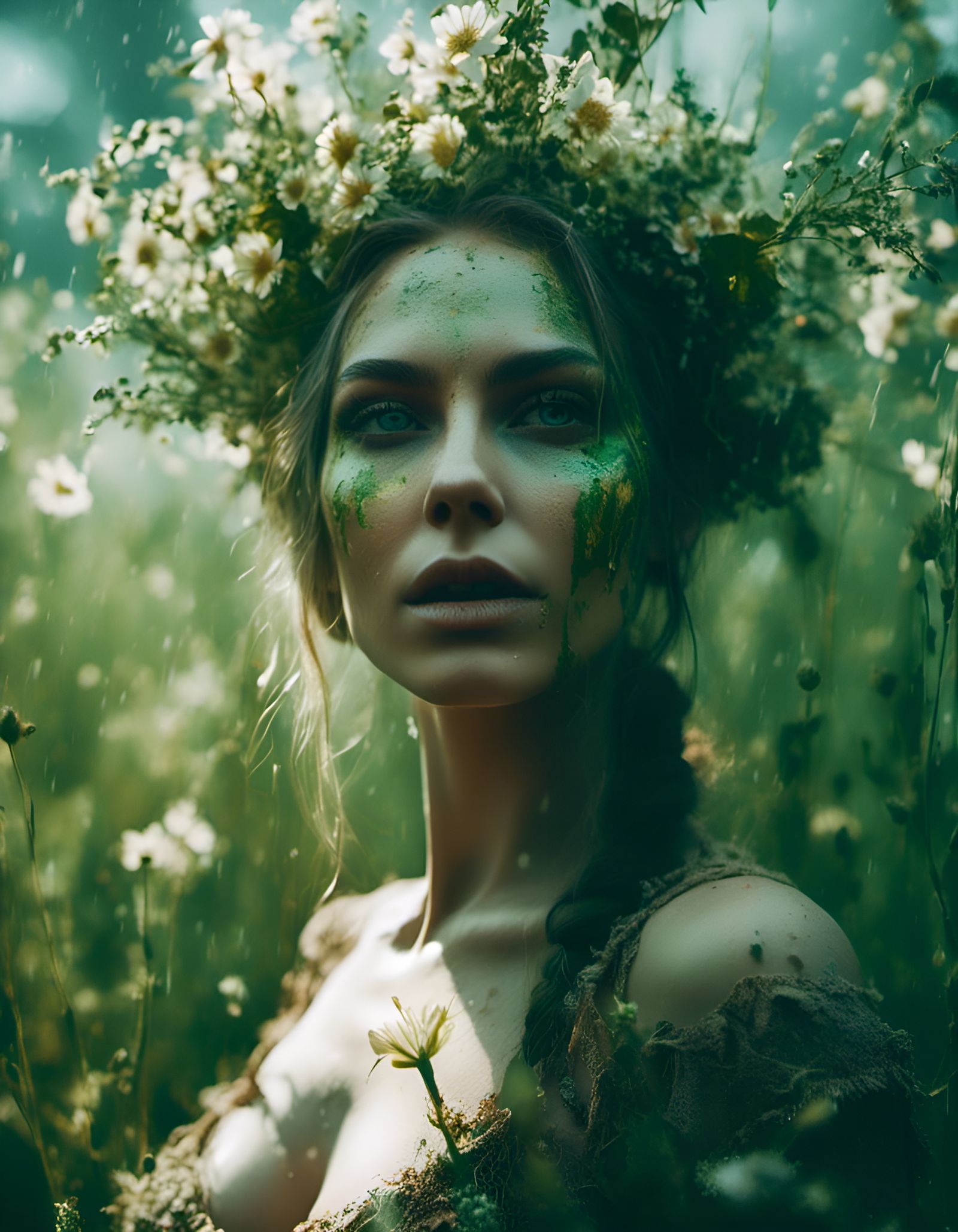 Goddess of Nature Portrait in Macabre Style