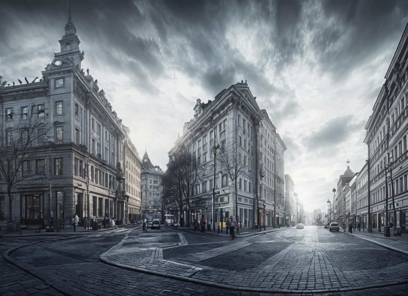 Oslo's Karl Johans Gate in Surreal Style