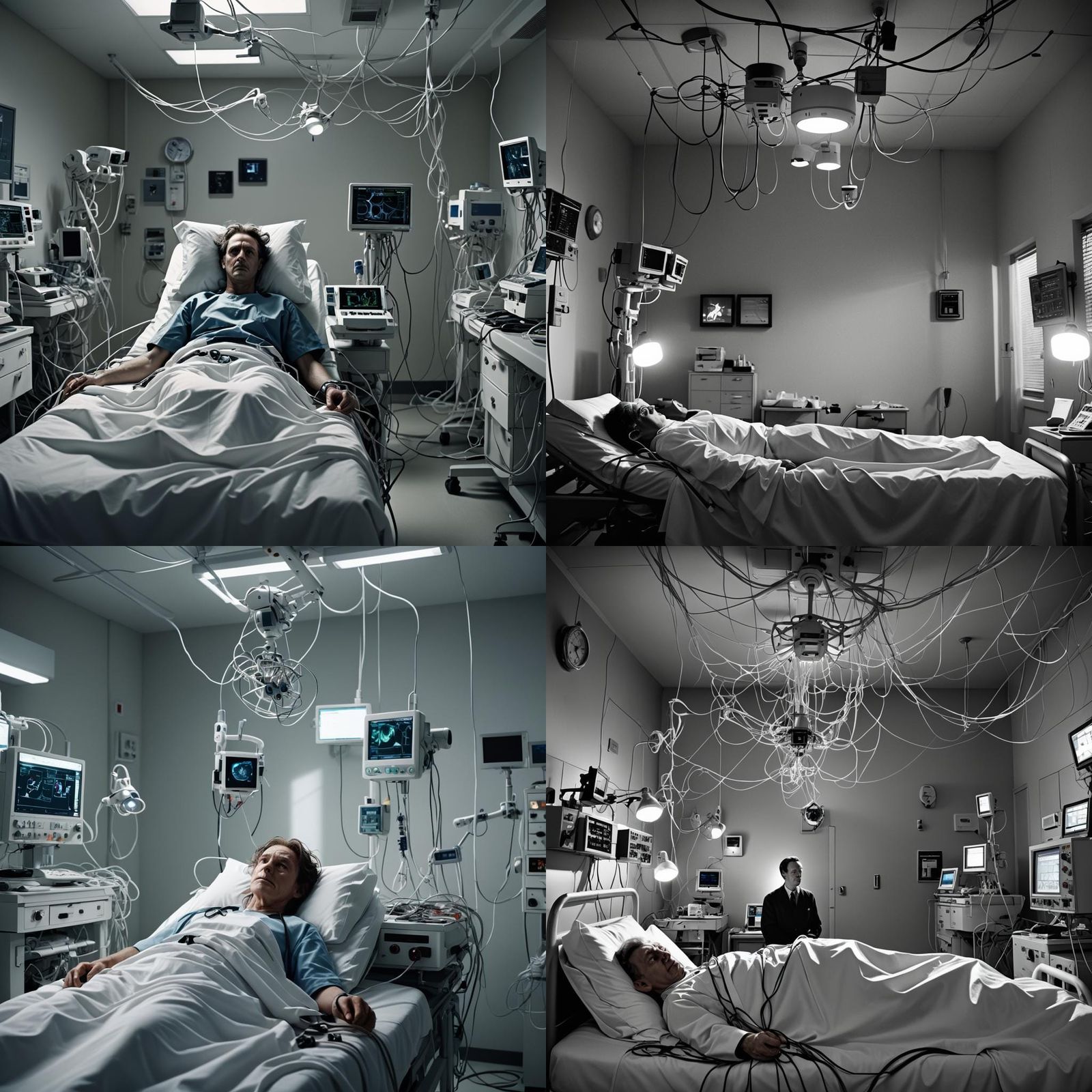 Noir Photograph: Patient in Hospital Bed