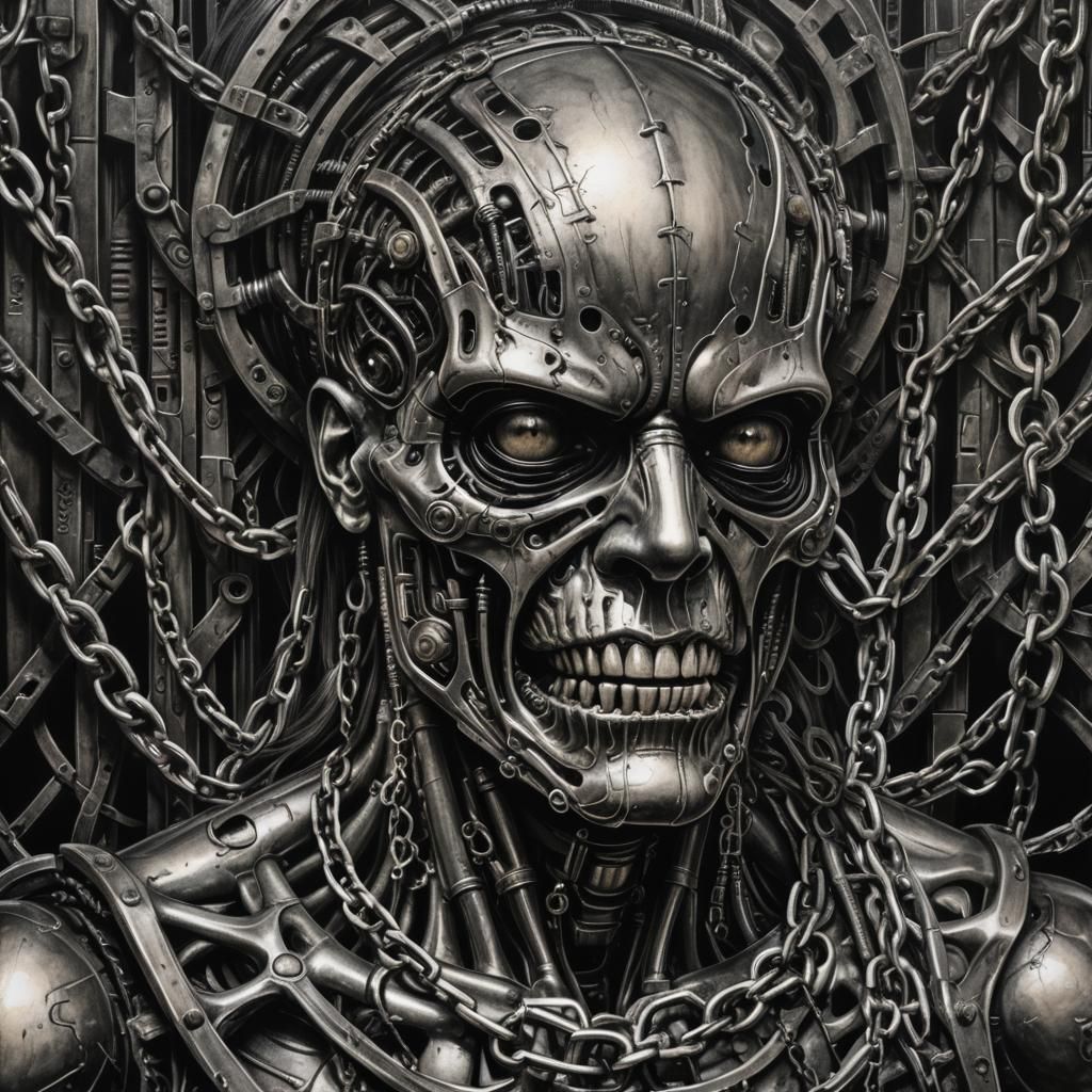 Tormented Soul in Chains: A Charcoal Nightmare
