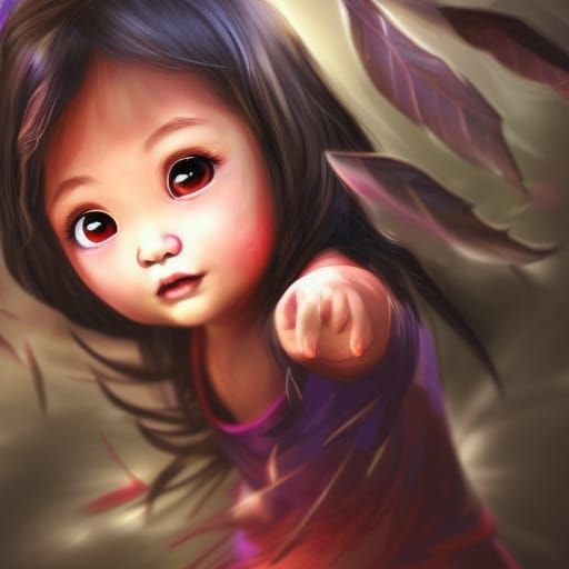 Hyperrealistic Portrait of Girl Hunted in Colorful Art