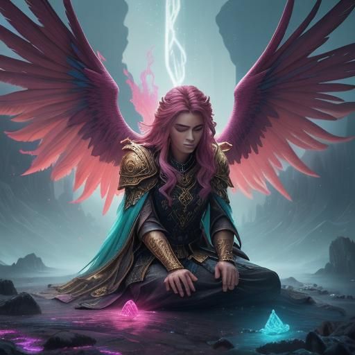 Phoenix Heart in Pink Tones: Fantasy Concept Art