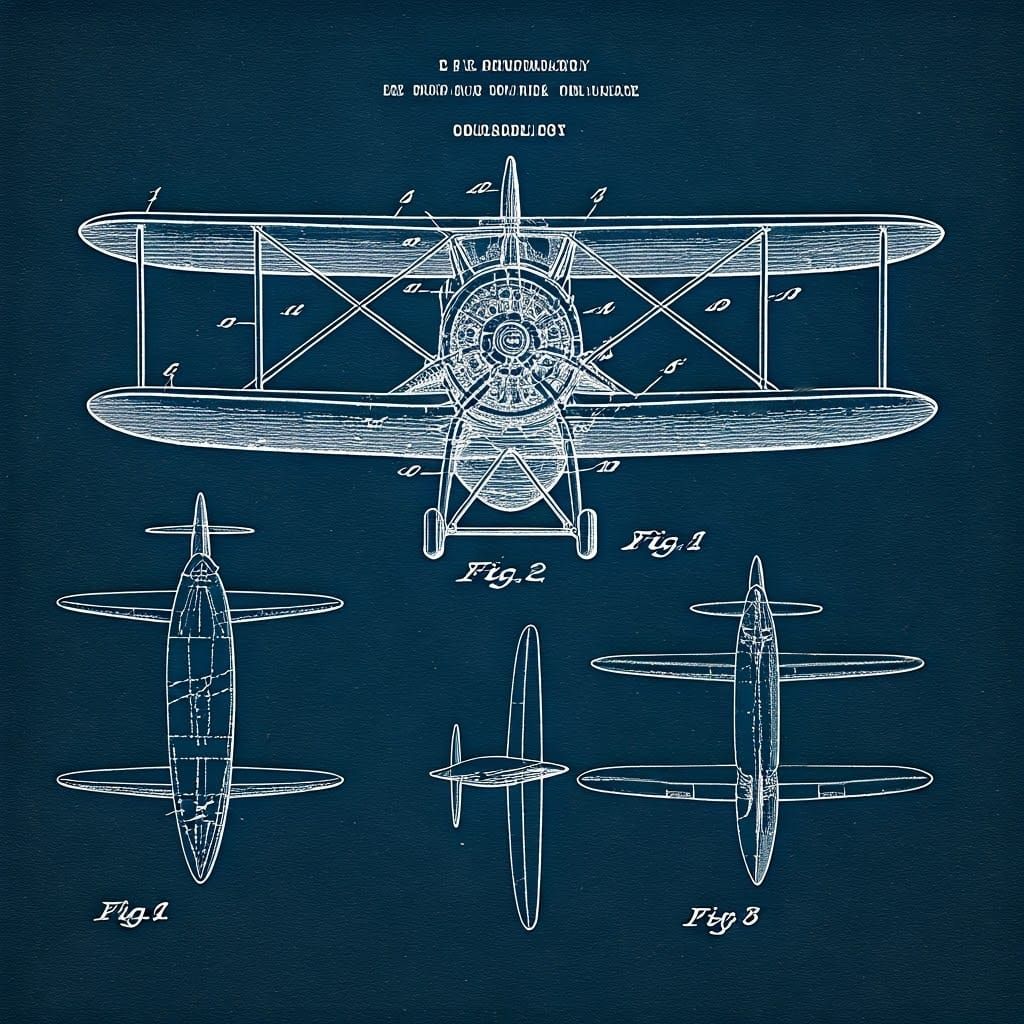 Aircraft Patent Drawing in Atelier Olschinsky Style
