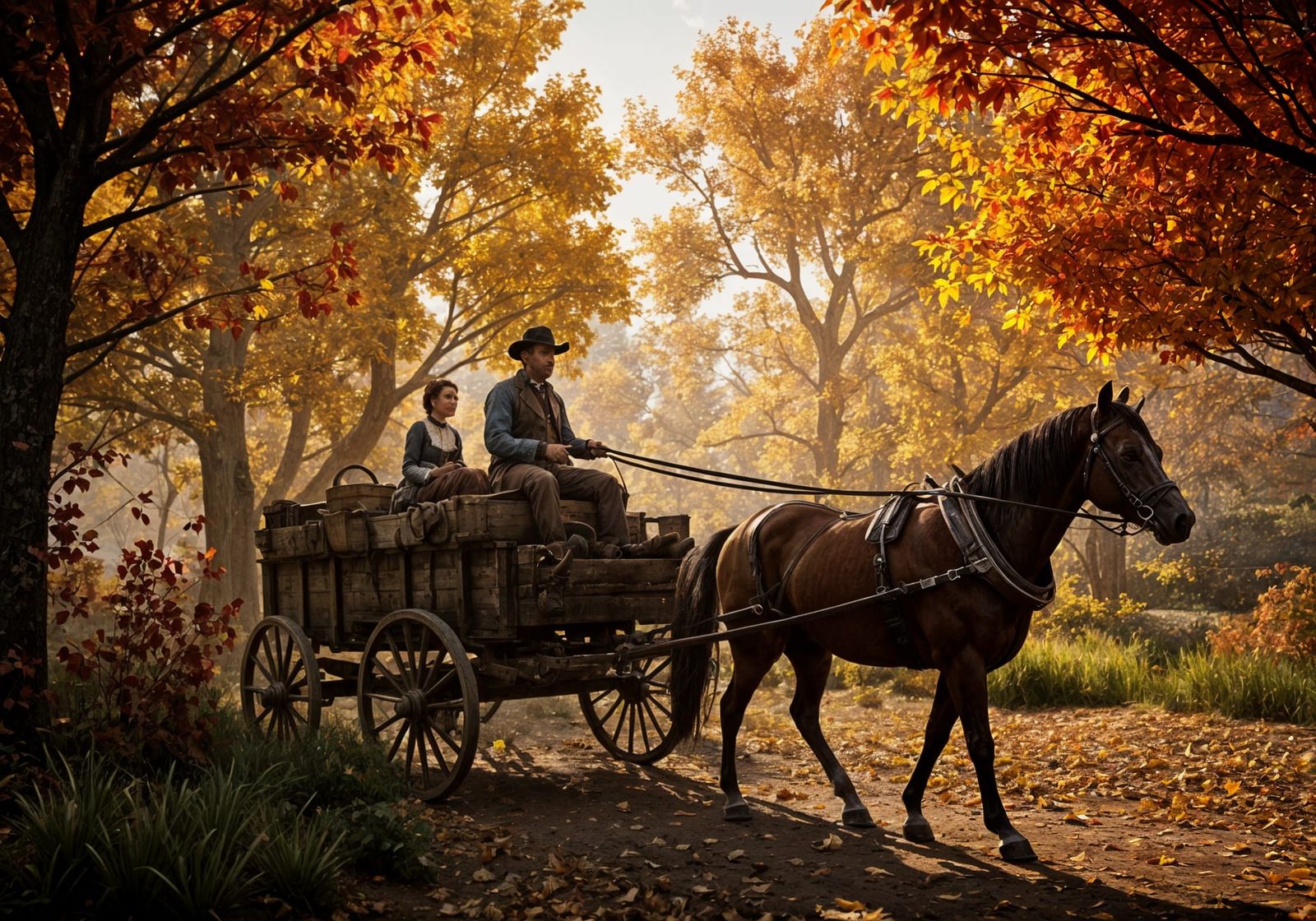Autumn Grove Ride in Horse-Drawn Wagon