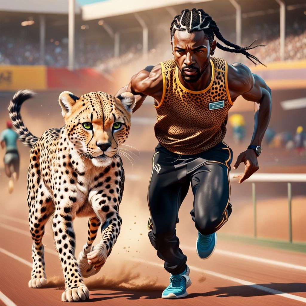 Hyperrealistic Cheetah Race: A Dynamic Splash Art Image