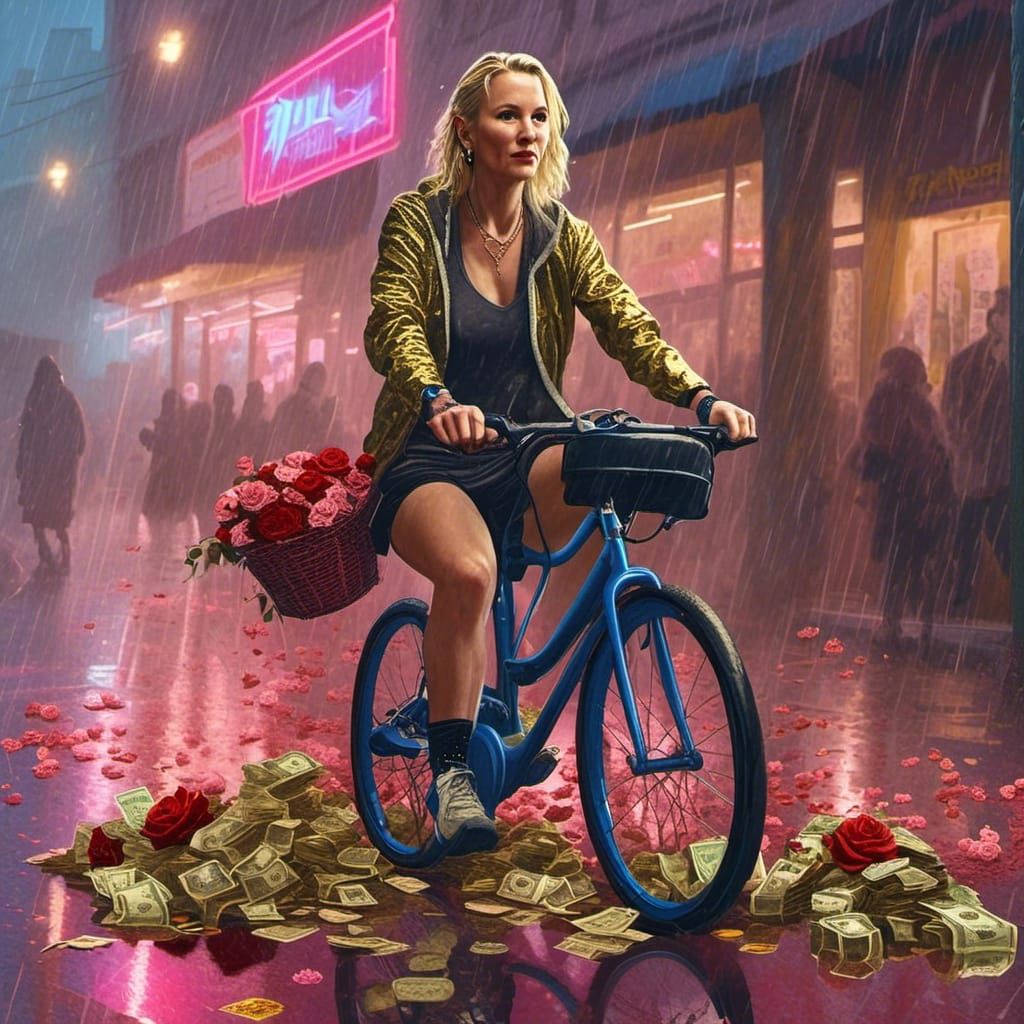 Sport Chic Blonde Exercises in Rainy Cityscape