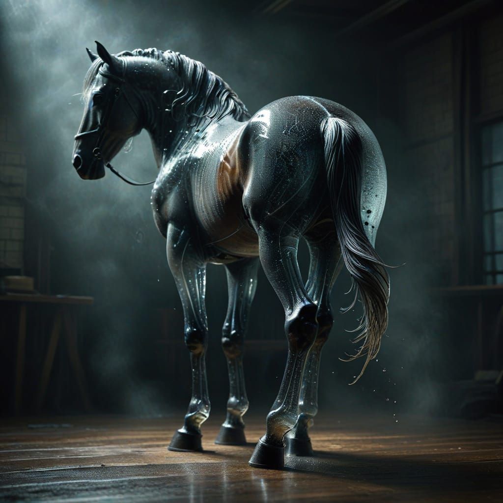 Majestic Glass Horse in Ethereal Mist