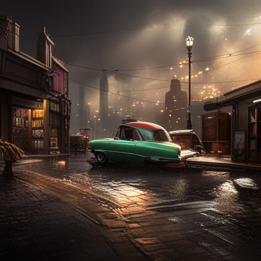 Car Crash in Bookstore: Fantasy Concept Art