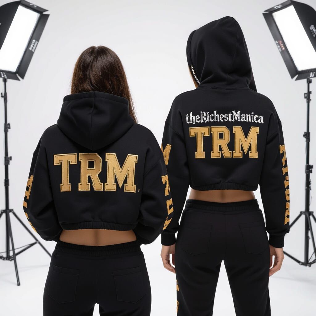 TRM Cropped Hoodie and Pants with Rhinestone Detail