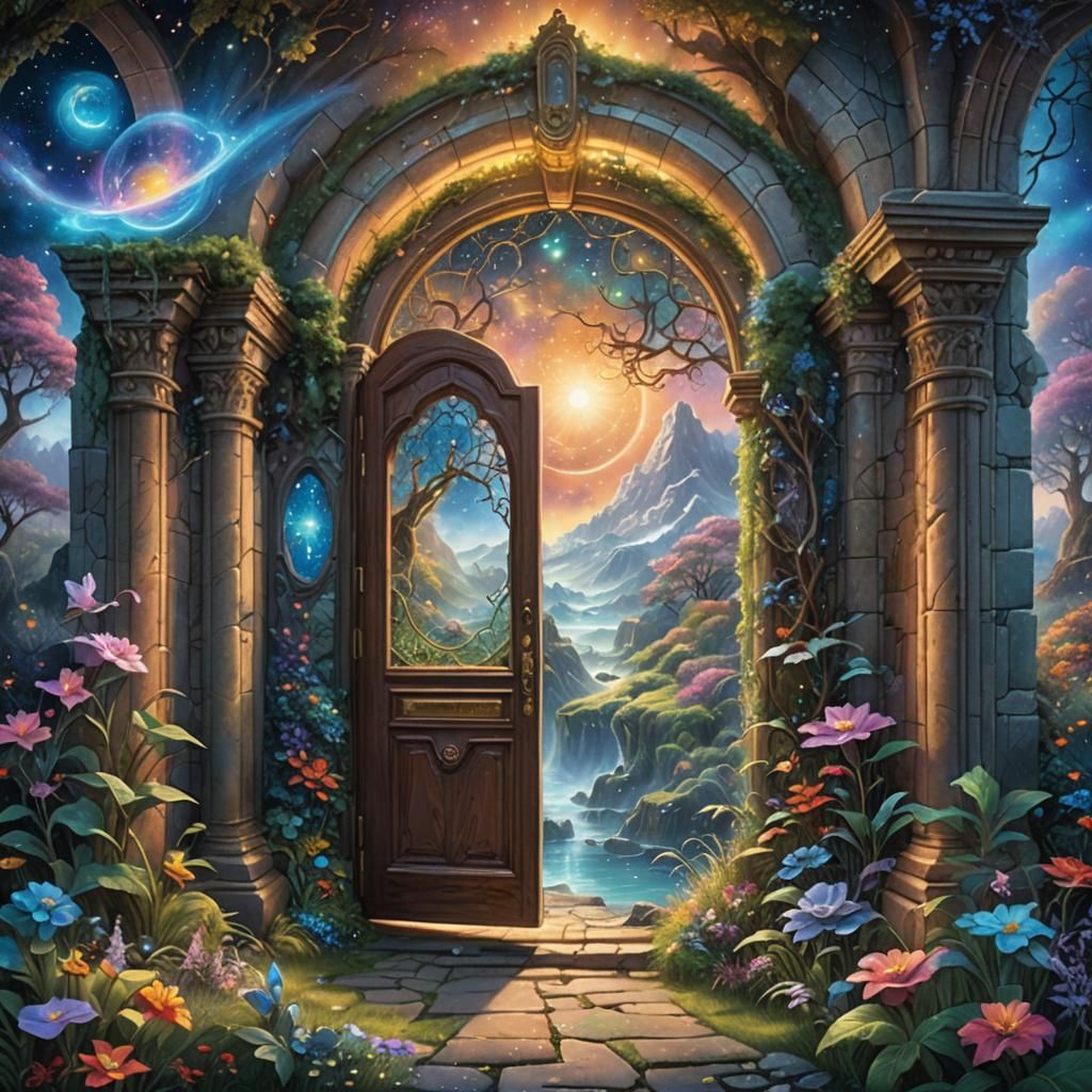 Door to Paradise: Holographic Astral Illustration
