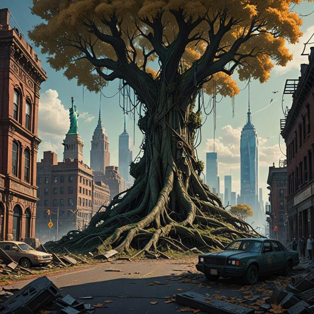 Futuristic New York City 5570 Abandoned Ruins of a Dystopian...