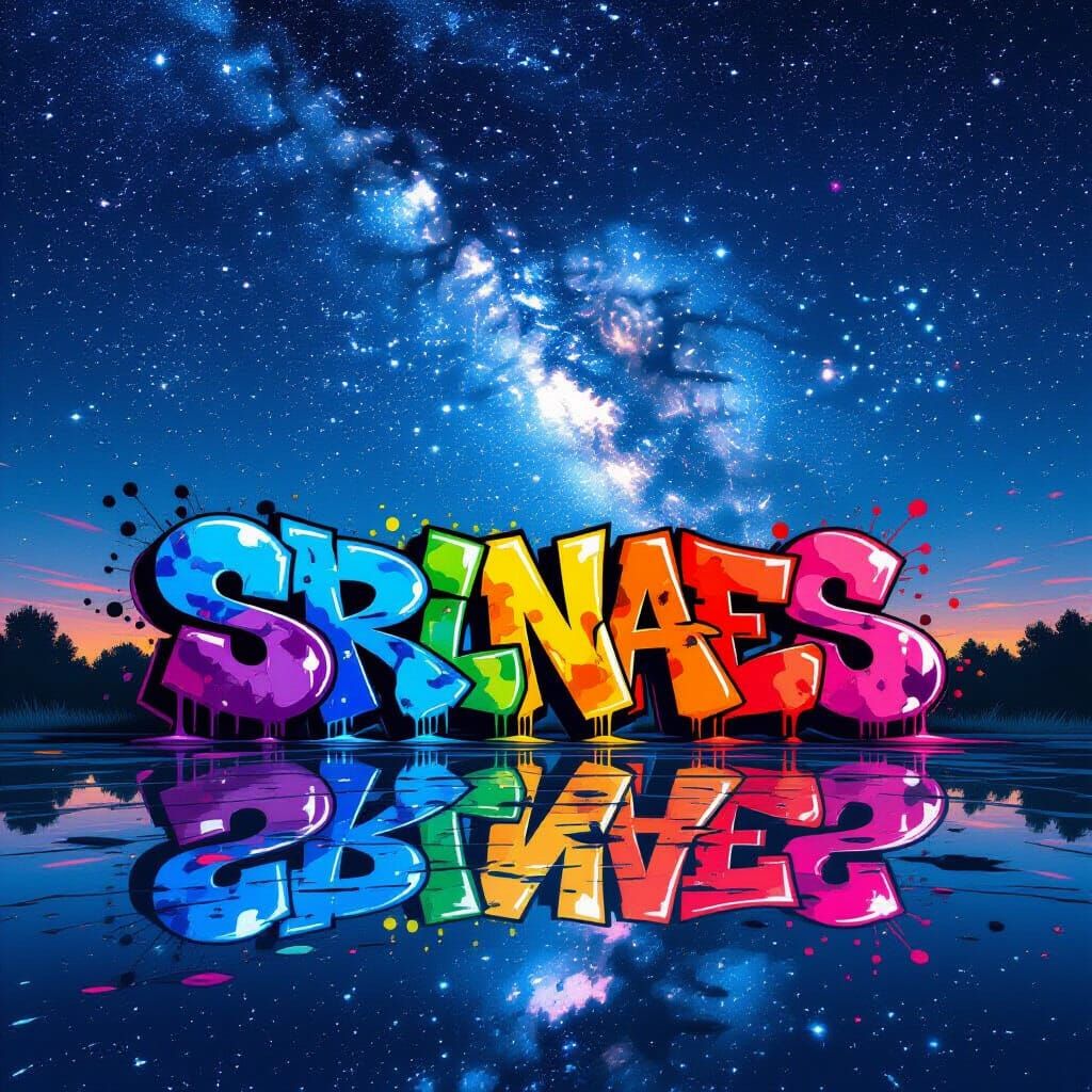 Vibrant Graffiti Night Sky in Polychromatic Splatter Style